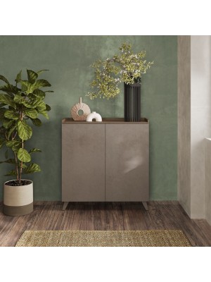 Vista frontale ambientata Madia in Legno colore "Bronzo/Rovere Mercure" 2 ante made in italy modello Elle Totò Piccinni