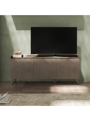 Vista ambientata frontale Porta TV in Legno colore "Bronzo/Rovere Mercure" 3 ante made in italy modello Elle Totò Piccinni