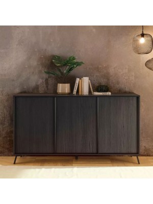 madia in legno 3 ante made in italy nero bruciato