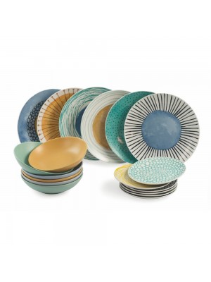 set piatti 18 pz in gres modello Marea Villa d'este