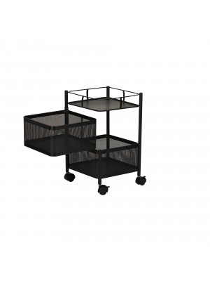 Carrellino colore Nero in metallo con cassetti girevoli e rotelle 2 Cassetti modello Slim Totò Piccinni