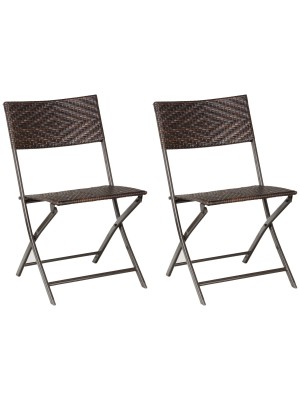 Set 2 Sedie Pieghevoli da giardino in Polyrattan (Marrone)