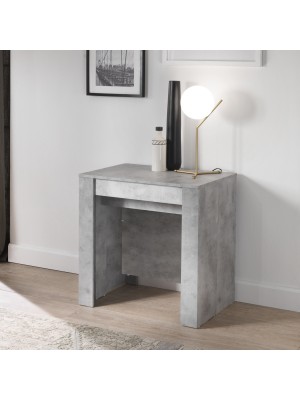 vista ambientata chiuso Tavolo consolle allungabile in legno colore Cemento made in italy modello Kinto Totò Piccinni
