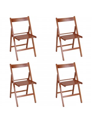 Set 4 SEDIE Pieghevoli Legno di Alta qualità, Salvaspazio (Ciliegio)