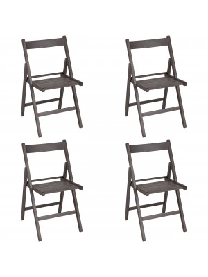 Set 4 SEDIE Pieghevoli Legno di Alta qualità, Salvaspazio (Grigio)