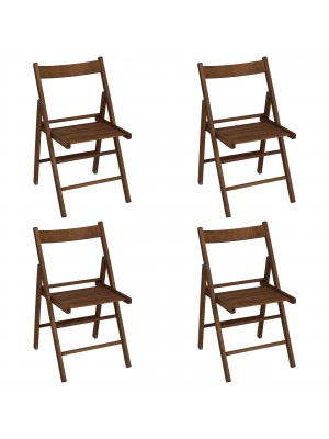 Set 4 SEDIE Pieghevoli Legno di Alta qualità, Salvaspazio (Noce)