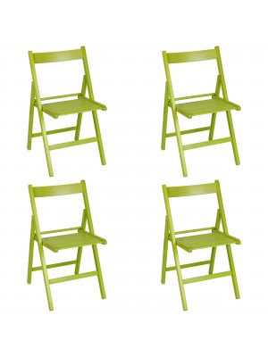 Set 4 SEDIE Pieghevoli Legno di Alta qualità, Salvaspazio (Verde)