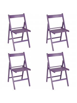 Set 4 SEDIE Pieghevoli Legno di Alta qualità, Salvaspazio (Viola)