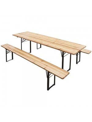 set birreria 2 panche e tavolo in legno naturale 220x70