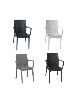 Sedie in Resina monoblocco simil ratan disponibili in 4 colorazioni made in italy modello DAFNE Totò Piccinni