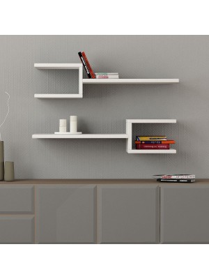 set 2 mensole a parete in legno bianco