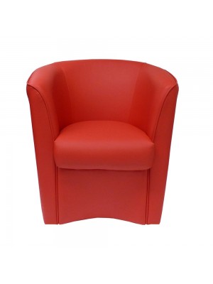 vista frontale Poltrona Poltroncina a POZZETTO Ecopelle, artigianale Made in Italy Rosso Totò Piccinni
