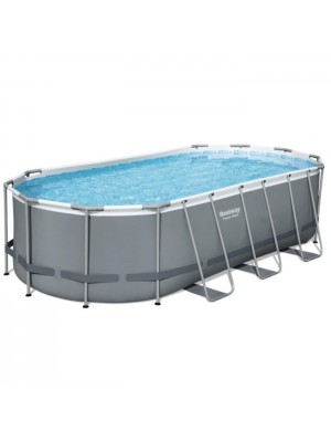 Bestway Set Piscina Fuori Terra Ovale, Power Steel, Grigio Scuro 549x274x122 (cm) con pompa filtro a cartuccia