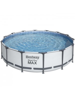 Bestway Set Piscina Fuori Terra Rotonda | Steel Pro MAX | Grigio Chiaro 427x107 (cm)