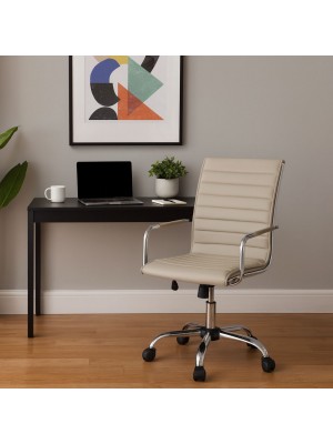 Vista ambientata poltrona ufficio ergonomica colore Tortora con braccioli modello Perth Totò Piccinni