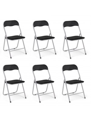 set 6 sedie pieghevoli salvaspazio Imbottite Totò Piccinni nero grigio