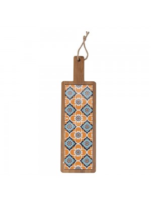 Tagliere in ceramica e bambù arancione