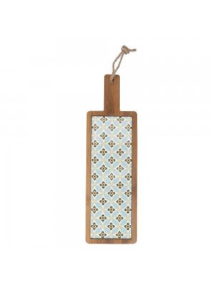 Tagliere in ceramica e bambù celeste