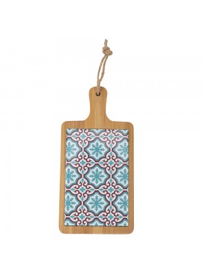 Tagliere in bambù e ceramica acquamarina