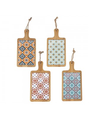 tagliere rettangolare in bambù e ceramica 