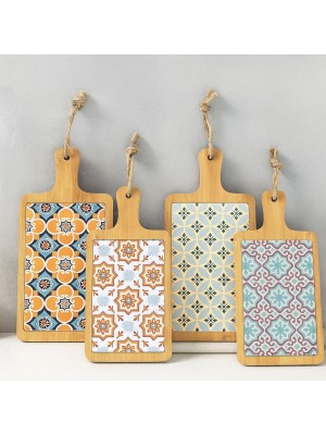 tagliere rettangolare in bambù e ceramica 