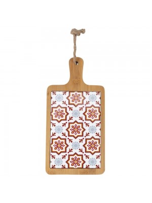 tagliere rettangolare in bambù e ceramica granata