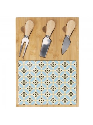 tagliere da formaggio in bambù e ceramica Celeste