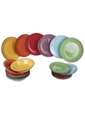 set piatti 18 Pz Colorati modello Baita Villa'D'este