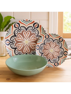 Vista ambientata Set Piatti 18 Pz da Tavola SHARM in Porcellana - Villa D'Este