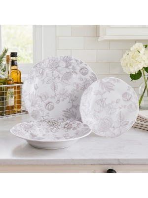 Vista ambientata Set Piatti 18 Pz da Tavola MADAME GREY in Porcellana - Villa D'Este 
