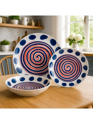 Vista ambientata Set Piatti 18 Pz da Tavola SAHARA in Ceramica - Villa D'Este