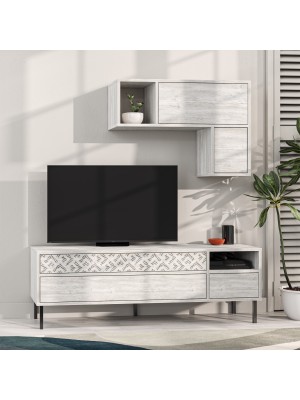 Mobile Porta Tv 144x35 cm in legno - ORFEO (Bianco Antico)