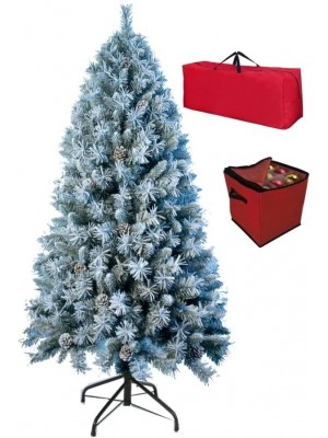 Albero di Natale Innevato Berna decorato con vere Pigne