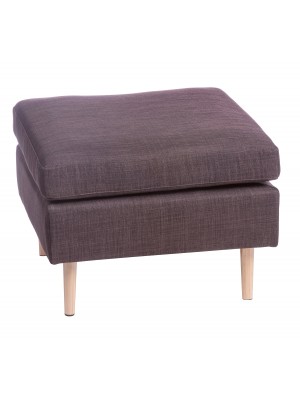 Pouf quadrato clive in tessuto con gambe in legno