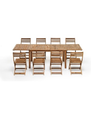 Set tavolo allungabile 140/197/254 con 8 sedie Pieghevoli in legno modello Arleston Totò Piccinni