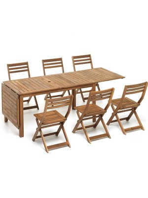 Set tavolo allungabile 140/197/254 con 6 sedie Pieghevoli in legno modello Arleston Totò Piccinni