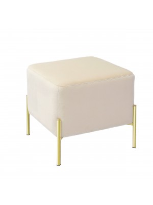 pouf da salotto in velluto beige con gambe in metallo