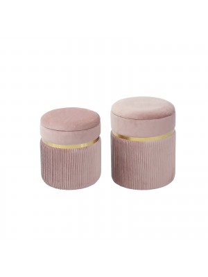 set 2 Pouf in Velluto da salotto colore Rosa modello Sion Totò Piccinni