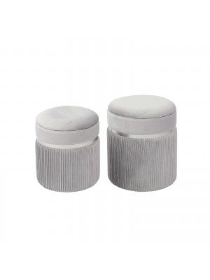 set 2 Pouf in Velluto da salotto colore Grigio modello Sion Totò Piccinni