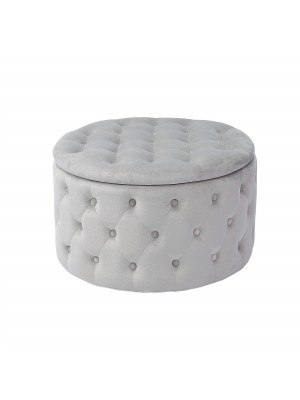 Pouf contenitore da salotto in Velluto colore Grigio Diametro 70cm modello Oulad Totò Piccinni