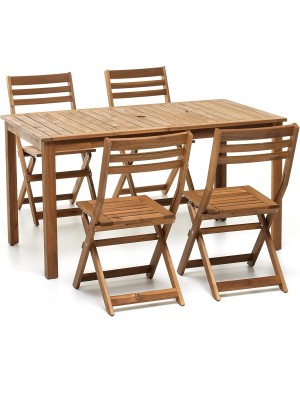 Set Tavolo 140x78 con 4 sedie Pieghevoli in Legno modello Arleston Totò piccinni