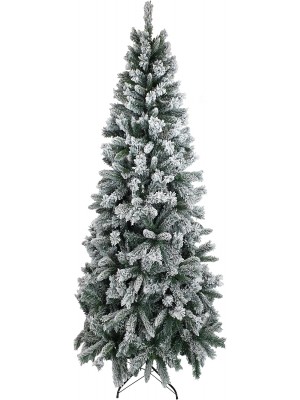 albero stretto e lungo decorato con neve artificiale