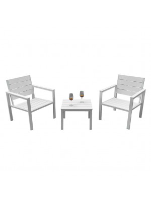 Set da giardino in metallo colore Bianco 2 poltrone e tavolino modello Haiti Totò Piccinni