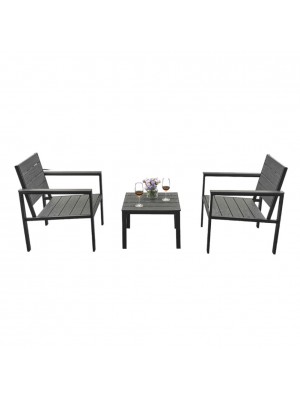 Set da giardino in metallo colore Ardesia 2 poltrone e tavolino modello Haiti Totò Piccinni