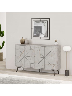 Madia in Legno colore Effetto Marmo Bianco con 4 Ante modello Dune Totò Piccinni