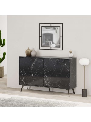 Madia in Legno colore Effetto Marmo Nero con 4 Ante modello Dune Totò Piccinni