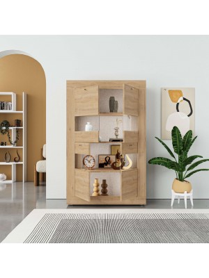 Mobile Credenza MAREA, 4 Ante in legno e 3 Ripiani in vetro