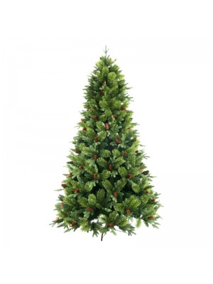 Albero di Natale Byron XONE Folto verde con pigne e foglie in PE + PVC