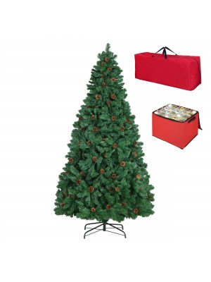 albero di natale realistico verde con pigne Include Borsone e porta palle rosso Noel Totò Piccinni