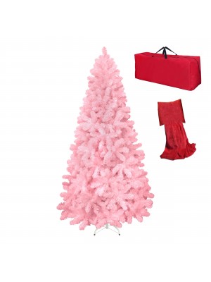 Albero di Natale Artificiale NOEL Rosa, Folto, Effetto Realistico, Rami a Gancio, Facile Montaggio, PVC, Ignifugo con Borsone